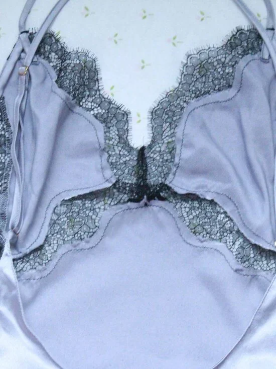 victoria’s secret gray/lavender satin lace slip - Picture 6 of 7